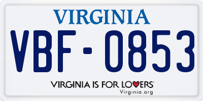 VA license plate VBF0853