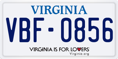 VA license plate VBF0856