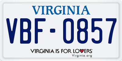 VA license plate VBF0857
