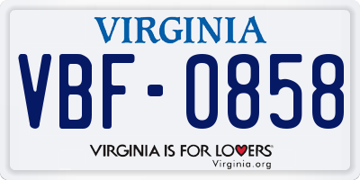 VA license plate VBF0858