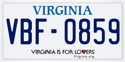 VA license plate VBF0859
