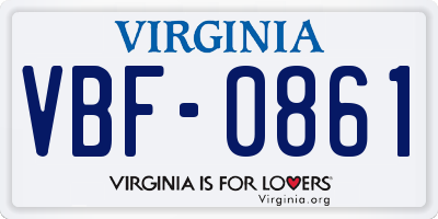VA license plate VBF0861