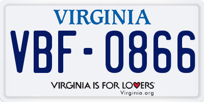VA license plate VBF0866