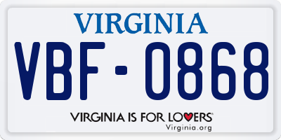 VA license plate VBF0868