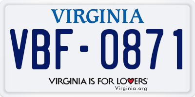 VA license plate VBF0871