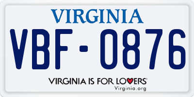 VA license plate VBF0876