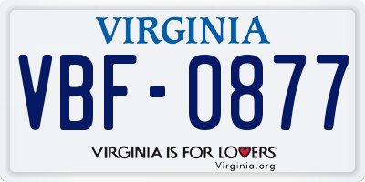 VA license plate VBF0877