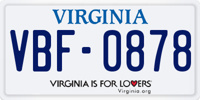 VA license plate VBF0878