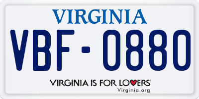 VA license plate VBF0880