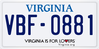 VA license plate VBF0881