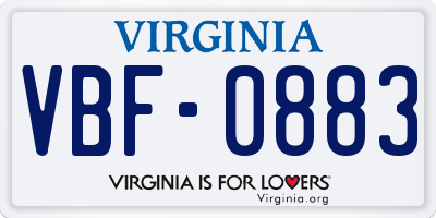VA license plate VBF0883