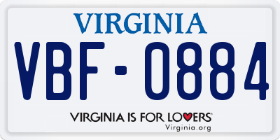 VA license plate VBF0884
