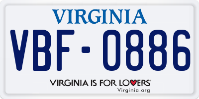 VA license plate VBF0886