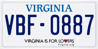 VA license plate VBF0887