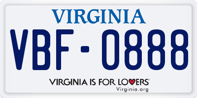 VA license plate VBF0888