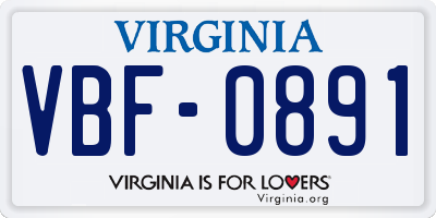 VA license plate VBF0891