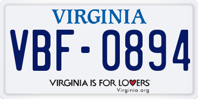 VA license plate VBF0894