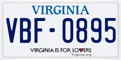 VA license plate VBF0895