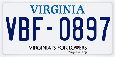 VA license plate VBF0897