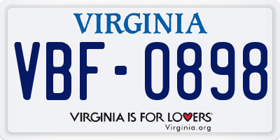 VA license plate VBF0898