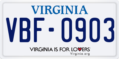 VA license plate VBF0903