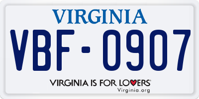 VA license plate VBF0907