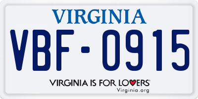 VA license plate VBF0915
