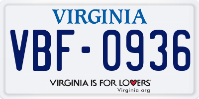 VA license plate VBF0936
