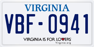 VA license plate VBF0941