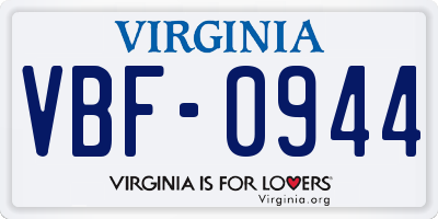 VA license plate VBF0944