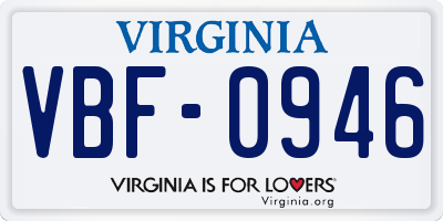 VA license plate VBF0946