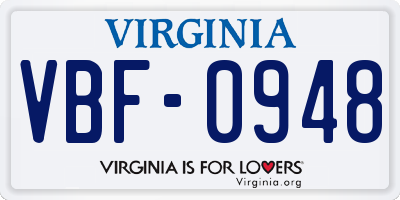VA license plate VBF0948