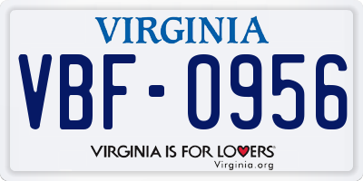 VA license plate VBF0956