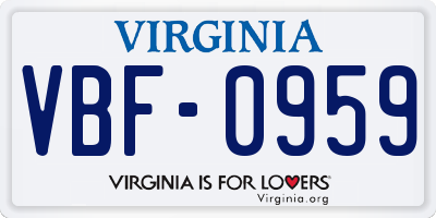 VA license plate VBF0959