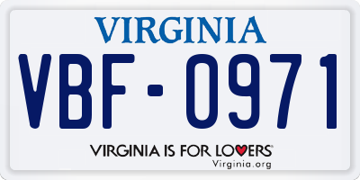 VA license plate VBF0971