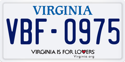 VA license plate VBF0975