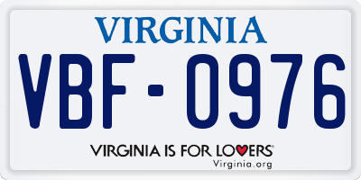 VA license plate VBF0976