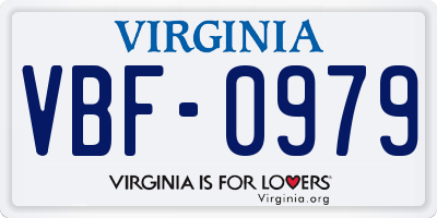 VA license plate VBF0979