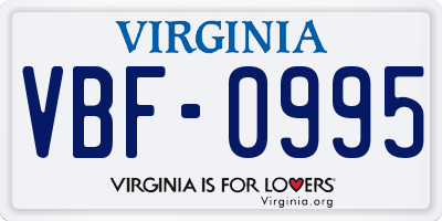 VA license plate VBF0995
