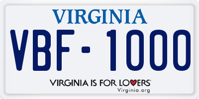 VA license plate VBF1000