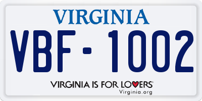 VA license plate VBF1002