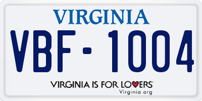 VA license plate VBF1004