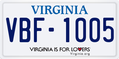VA license plate VBF1005