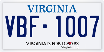VA license plate VBF1007