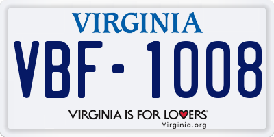 VA license plate VBF1008