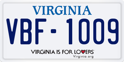 VA license plate VBF1009
