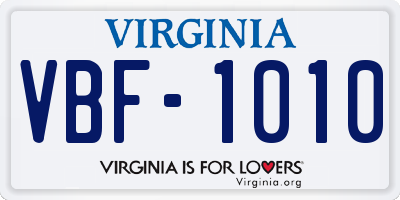 VA license plate VBF1010