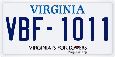 VA license plate VBF1011