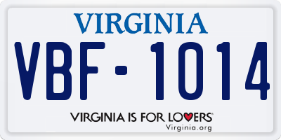 VA license plate VBF1014