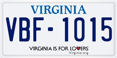 VA license plate VBF1015